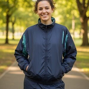 Women's Navy and Teal Jacket and pant tracksuit set